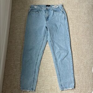 Light Blue Denim Jeans - High Rise Mom Jeans